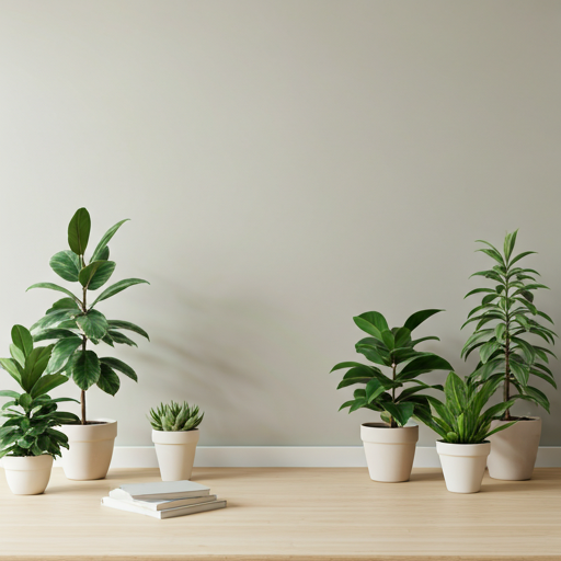Minimal modern office workspace with plants